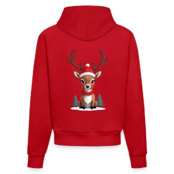 Joyeux Noël Renne Illustration - Sweat à capuche bio ajusté fabriqué en UE - rouge - Dos