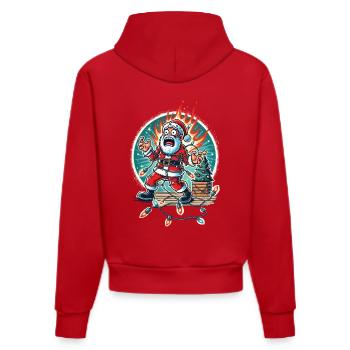 Père Noël Électrocution Chaos Humour - Sweat à capuche bio ajusté fabriqué en UE - rouge - Dos
