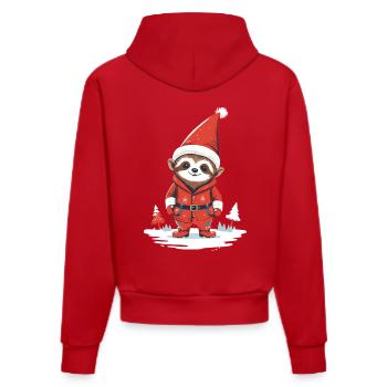 Fauler Weihnachtsmann Faultier Illustration - Organic Fitted Hoodie Made in EU - Rot - Hinten