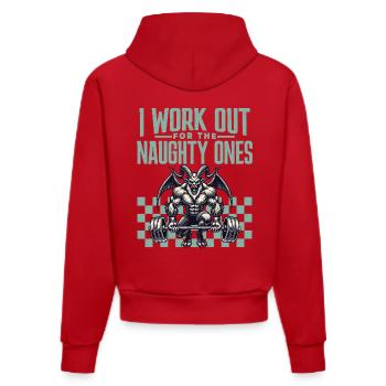 Krampus Workout For Bad Boys Christmas - Organic Fitted Hoodie Made in EU - red - Back