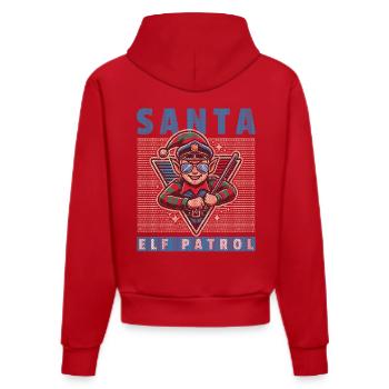 Santa Elf Patrol Lustige Weihnachtszeit - Organic Fitted Hoodie Made in EU - Rot - Hinten