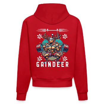 Muskel-Rentier Weihnachten Fitness - Organic Fitted Hoodie Made in EU - Rot - Hinten