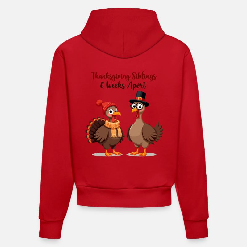Frères et sœurs de Thanksgiving - Sweat à capuche bio ajusté fabriqué en UE - rouge