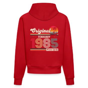 40ème anniversaire cadeau mari Original février 1985 - Sweat à capuche bio ajusté fabriqué en UE - rouge - Dos