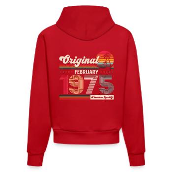 50ème anniversaire cadeau mari Original février 1975 - Sweat à capuche bio ajusté fabriqué en UE - rouge - Dos
