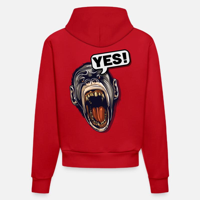 YES ! Singe primat Chimpanzé - Sweat à capuche bio ajusté fabriqué en UE - rouge