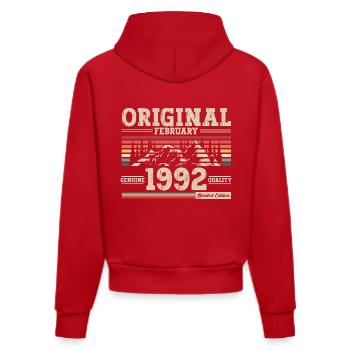 33ème anniversaire cadeau mari Original février 1992 - Sweat à capuche bio ajusté fabriqué en UE - rouge - Dos