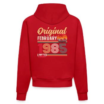 40ème anniversaire cadeau mari Original février 1985 - Sweat à capuche bio ajusté fabriqué en UE - rouge - Dos