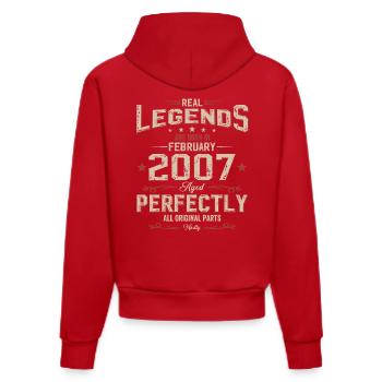 18th Birthday Gift Husband Original February 2007 - Organic Fitted Hoodie Made in EU - red - Back