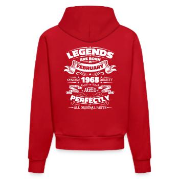 60th Birthday Gift Man Legend February 1965 - Organic Fitted Hoodie Made in EU - red - Back