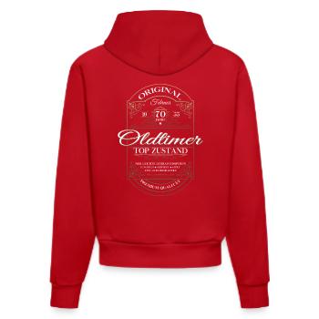 70. Geburtstag Oldtimer Februar Jahrgang 1955 - Organic Fitted Hoodie Made in EU - Rot - Hinten