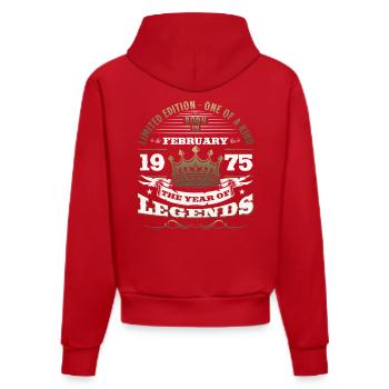 Cadeau 50e anniversaire homme original février 1975 - Sweat à capuche bio ajusté fabriqué en UE - rouge - Dos
