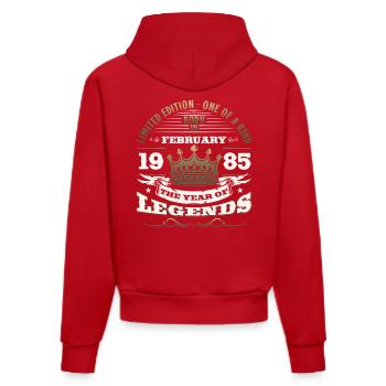 40ème anniversaire cadeau mari Original février 1985 - Sweat à capuche bio ajusté fabriqué en UE - rouge - Dos
