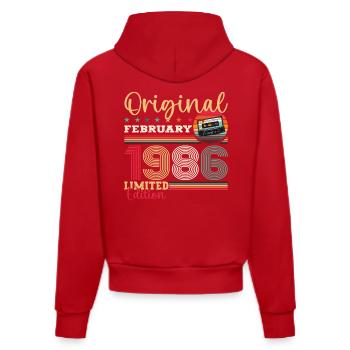 39ème anniversaire cadeau mari Original février 1986 - Sweat à capuche bio ajusté fabriqué en UE - rouge - Dos