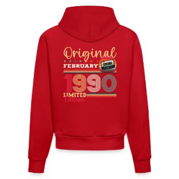 35ème anniversaire cadeau mari Original février 1990 - Sweat à capuche bio ajusté fabriqué en UE - rouge - Dos