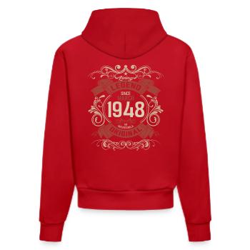77th Birthday Gift Husband Original March 1948 - Organic Fitted Hoodie Made in EU - red - Back