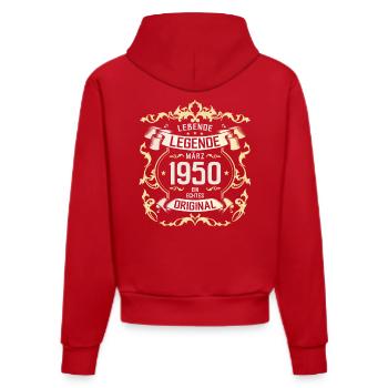 75ème anniversaire cadeau mari Original mars 1950 - Sweat à capuche bio ajusté fabriqué en UE - rouge - Dos