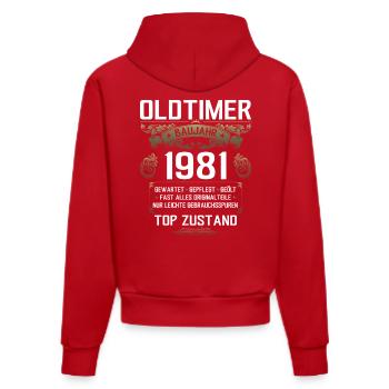 44th Birthday Classic Car Year 1981 - Organic Fitted Hoodie Made in EU - red - Back