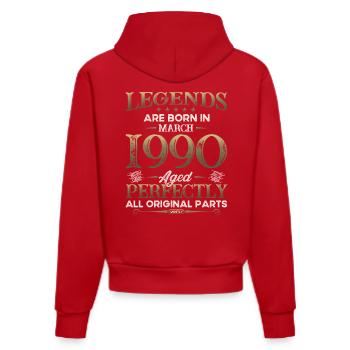 35ème anniversaire cadeau mari Original mars 1990 - Sweat à capuche bio ajusté fabriqué en UE - rouge - Dos