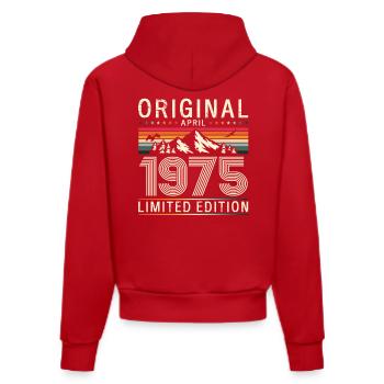 50ème Anniversaire Original Avril Millésime 1975 - Sweat à capuche bio ajusté fabriqué en UE - rouge - Dos