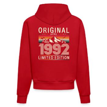 33. Geburtstag Geschenk Mann Original April 1992 - Organic Fitted Hoodie Made in EU - Rot - Hinten