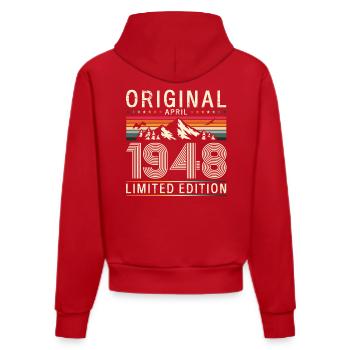 77ème Anniversaire Original Avril Millésime 1948 - Sweat à capuche bio ajusté fabriqué en UE - rouge - Dos