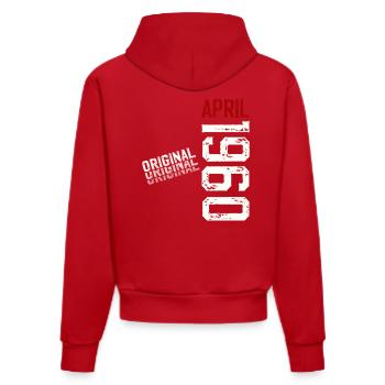 65th Birthday Original April Vintage 1960 - Organic Fitted Hoodie Made in EU - red - Back