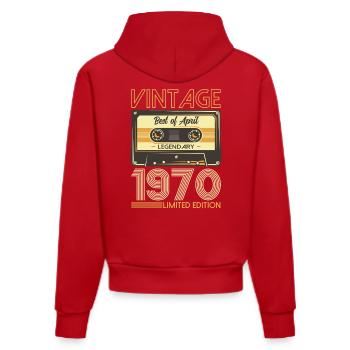 55ème Anniversaire Original Avril Millésime 1970 - Sweat à capuche bio ajusté fabriqué en UE - rouge - Dos