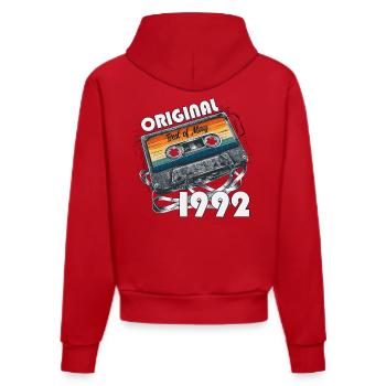 33rd Birthday Gift Husband Cassette May 1992 - Organic Fitted Hoodie Made in EU - red - Back