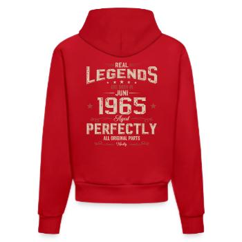 60th Birthday Original June Vintage 1965 - Organic Fitted Hoodie Made in EU - red - Back