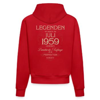 66e anniversaire Légende July Né en 1959 - Sweat à capuche bio ajusté fabriqué en UE - rouge - Dos