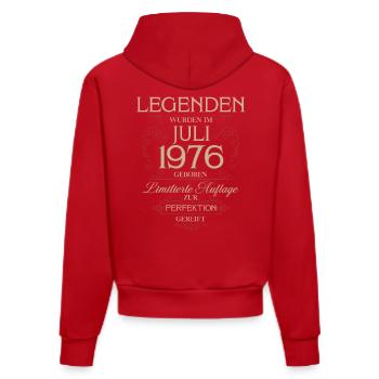 50e anniversaire Légende July Née en 1976 - Sweat à capuche bio ajusté fabriqué en UE - rouge - Dos
