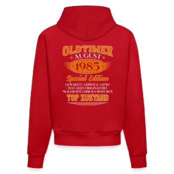 40ème Anniversaire Oldtimer Août Vintage 1985 - Sweat à capuche bio ajusté fabriqué en UE - rouge - Dos