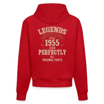 Légendes du 70e anniversaire Août 1955 - Sweat à capuche bio ajusté fabriqué en UE - rouge - Dos