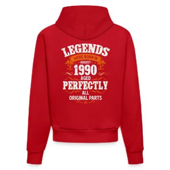 35ème anniversaire cadeau mari Original août 1990 - Sweat à capuche bio ajusté fabriqué en UE - rouge - Dos