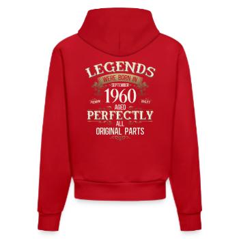 Cadeau 65ème Anniversaire Légende Septembre 1960 - Sweat à capuche bio ajusté fabriqué en UE - rouge - Dos