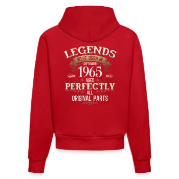 Cadeau 60ème Anniversaire Légende Septembre 1965 - Sweat à capuche bio ajusté fabriqué en UE - rouge - Dos