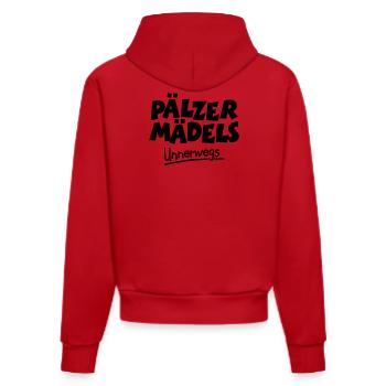 Pälzer Mädels unnerwegs - Pfälzer Mädels unterwegs - Organic Fitted Hoodie Made in EU - Rot - Hinten