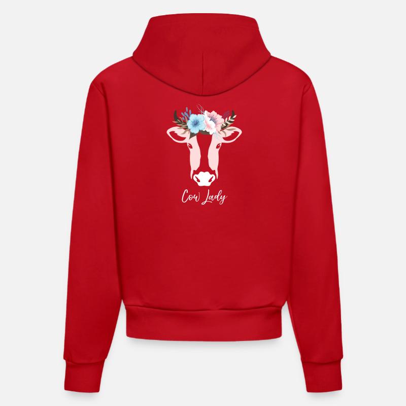 Dame Cattle - Sweat à capuche bio ajusté fabriqué en UE - rouge