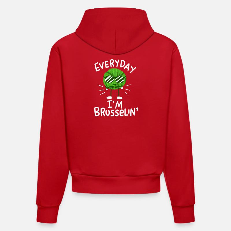 Choux de Bruxelles Vegan Vegan - Sweat à capuche bio ajusté fabriqué en UE - rouge