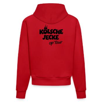 Kölsche Jecke op Tour Köln mit Kölner Dom - Organic Fitted Hoodie Made in EU - Rot - Hinten