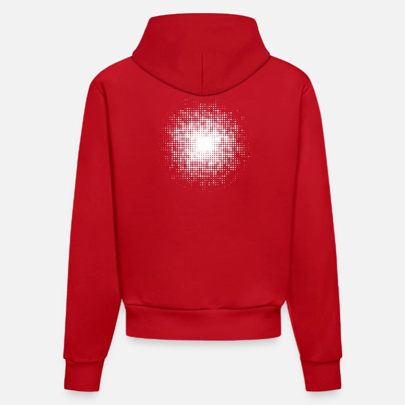 fond rond pointillé blanc - Sweat à capuche bio ajusté fabriqué en UE - rouge