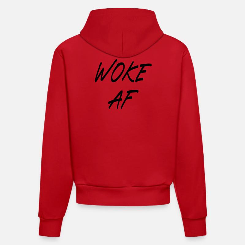 Woke AF - Sweat à capuche bio ajusté fabriqué en UE - rouge