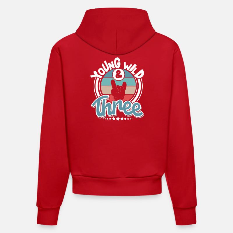 Young Wild And Three - Sweat à capuche bio ajusté fabriqué en UE - rouge