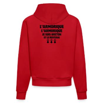 Bretagne, je suis Breton, Armorique - Sweat à capuche bio ajusté fabriqué en UE - rouge - Dos