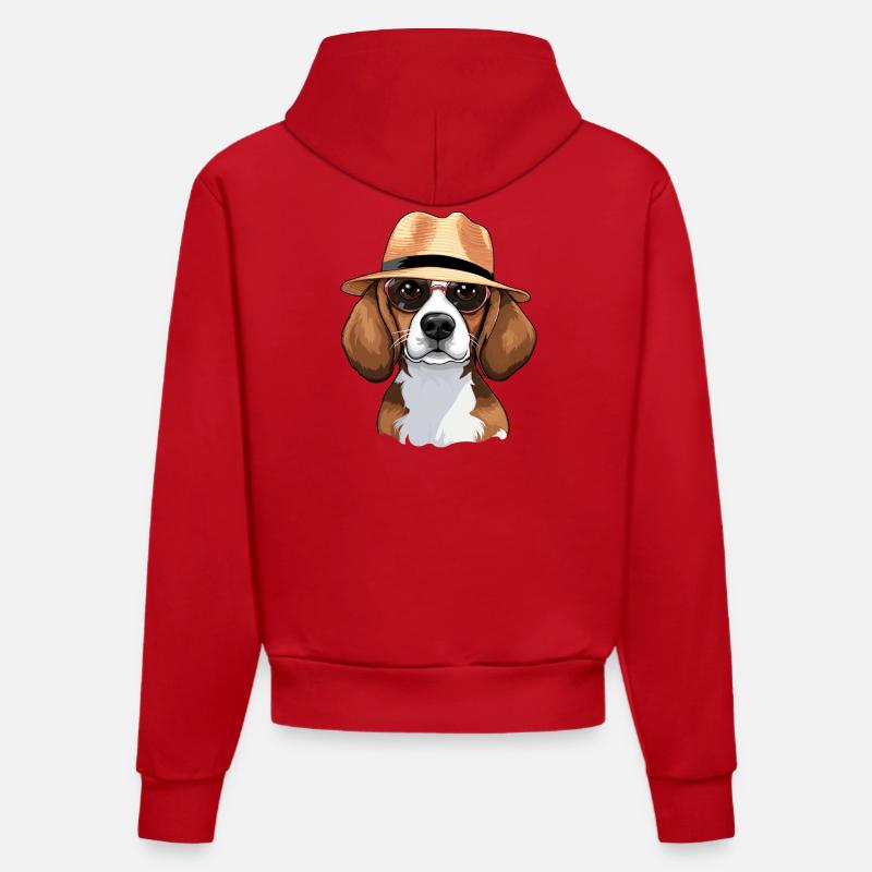cavalier king charles, beagle, chien - Sweat à capuche bio ajusté fabriqué en UE - rouge