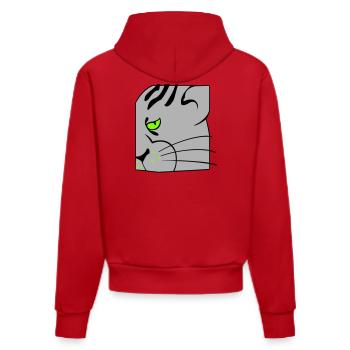 Cat - Organic Fitted Hoodie Made in EU - red - Back