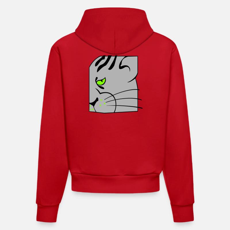 Chat - Sweat à capuche bio ajusté fabriqué en UE - rouge