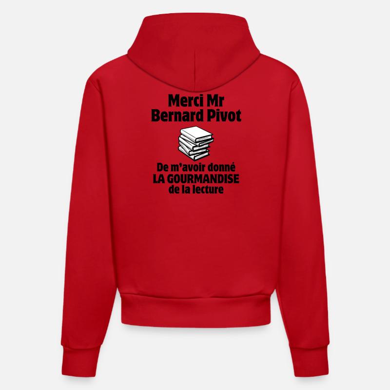 lecture, dictée, orthographe - Sweat à capuche bio ajusté fabriqué en UE - rouge