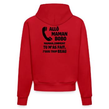 Mama, Super-Mama, Mutter und Sohn - Organic Fitted Hoodie Made in EU - Rot - Hinten